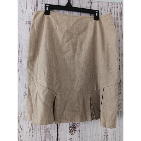 George ME Skirt  Size 16 Beige Flared Pleated wool blend Flare - Picture 7 of 8